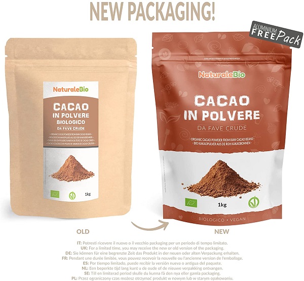 Cacao Biologico in Polvere 1 Kg NaturaleBio